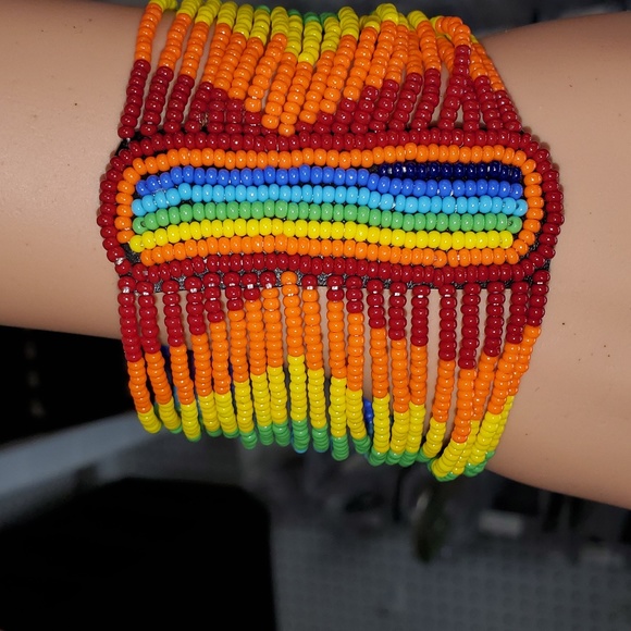 Handmade Jewelry - Leather and Glass Bead Handmade Bracelet